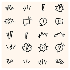 Set of hand drawn doodle speech bubbles. Cute Doodle pen line elements. Hand drawn doodle sketch style circle, cloud speech bubble grunge element set