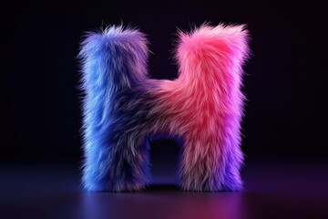 Fototapeta premium Fluffy and Vibrant Letter H With Soft Fur Texture in a Creative Design Setting Generative AI
