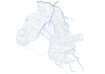 Vector map waterway in baucau east Timor with black and white color