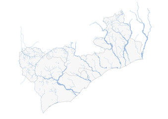 Vector map waterway in coba lima east Timor with black and white color