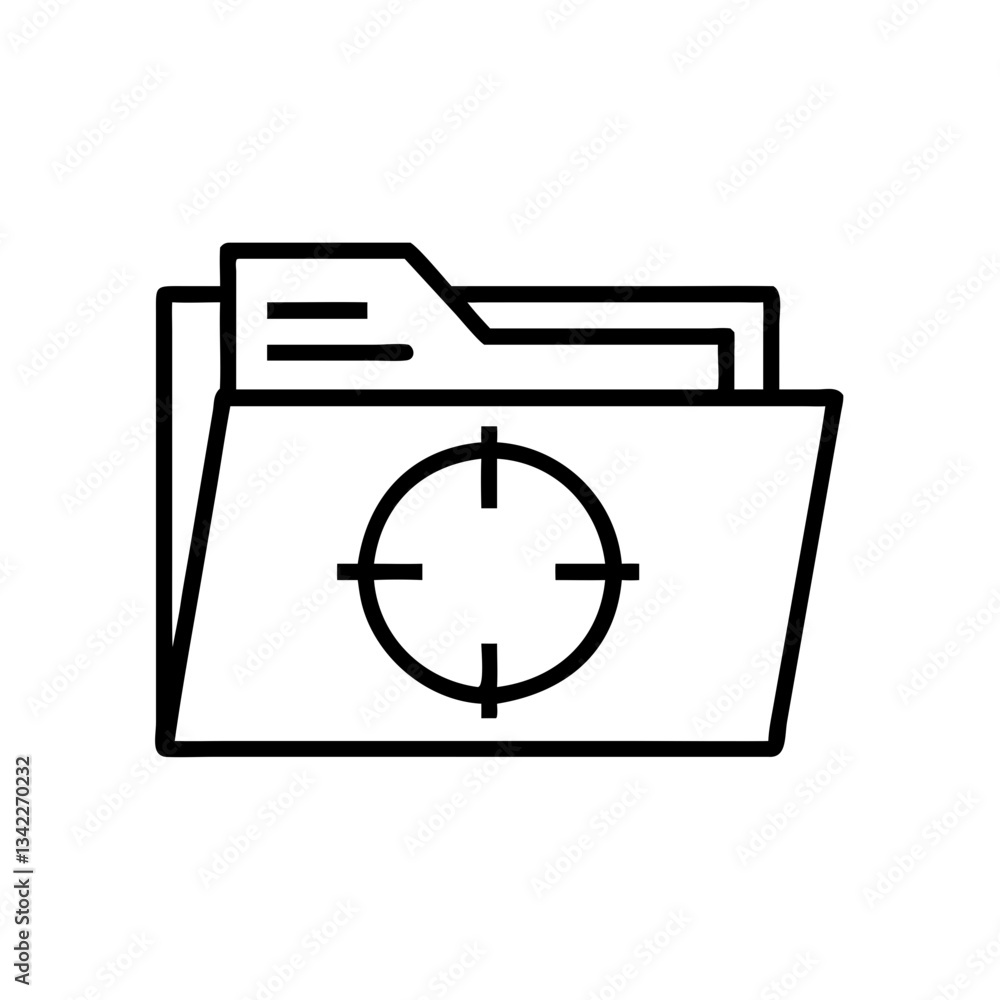 Poster simple line art file folder with target symbol