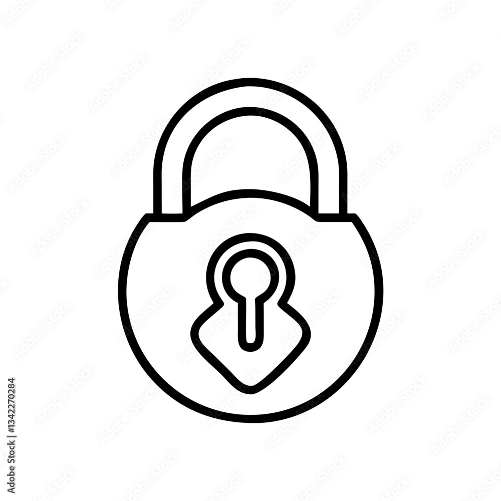 Poster outline of a padlock symbolizing security and protection