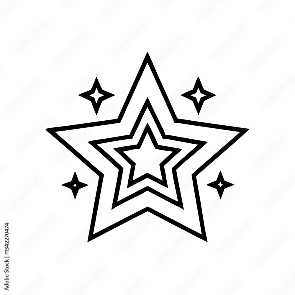 Poster star design with smaller sparkles in minimalist style