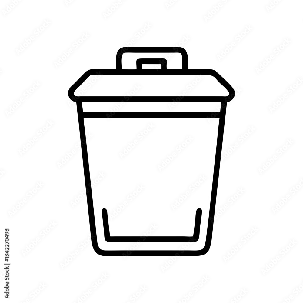 Poster Outline of a simple trash bin design  