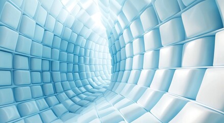 Abstract light blue tunnel, futuristic corridor