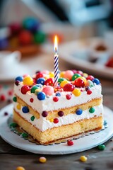 Colorful Birthday Cake with Candles