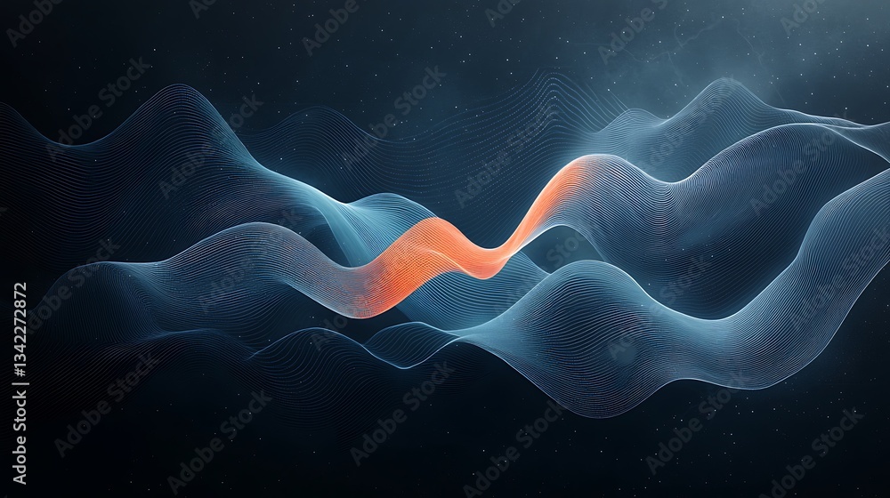 Poster Abstract digital wave patterns in dark tones