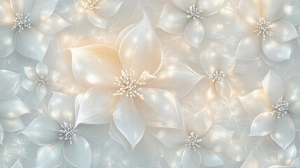 White Floral Glitter Background Sparkling Festive Design with Flowers and Glitter Patterns  A Festive Celebration Design for Backgrounds and Textures. Soft and Subtle Designs for a Variety of Media