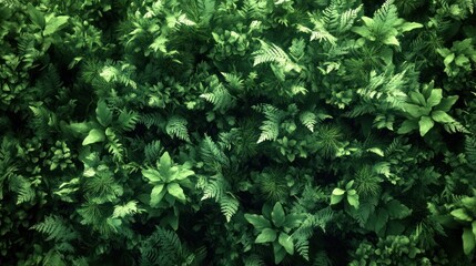 Lush green foliage wall, indoor garden, textured background, nature design