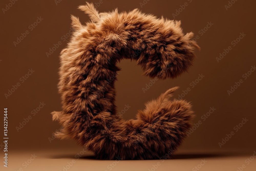 Poster fluffy letter c design with warm and cool tones for creative branding generative ai