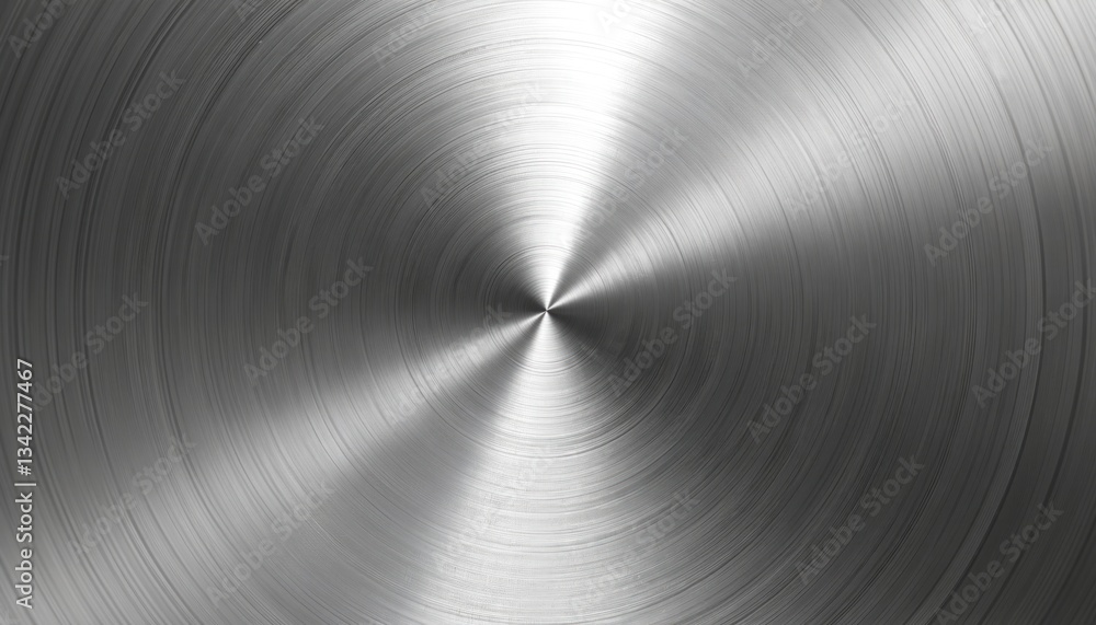Aufkleber shiny brushed silver metal texture with circular pattern. stainless steel surface with light reflect