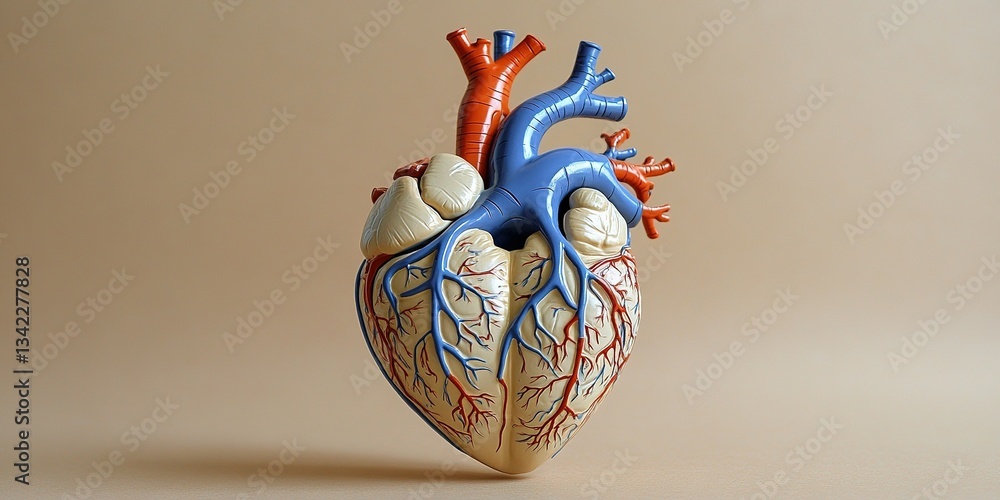 Poster anatomical heart model with detailed vascular structures displayed on neutral background
