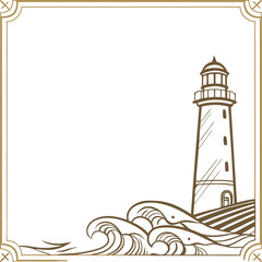 A minimalist wave border with gold accents for wedding stationery