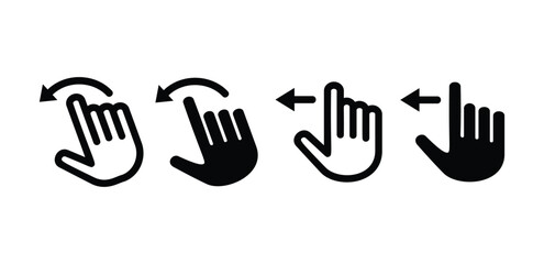 Swipe Left Hand Gestures Icons Vector Design Illustration On White Background