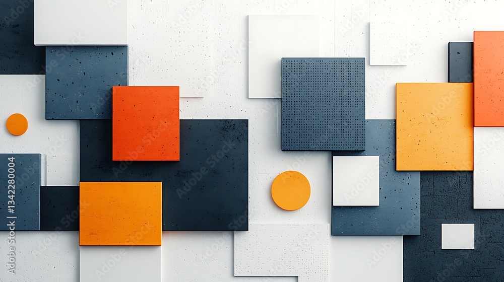 Aufkleber Abstract geometric pattern of squares and circles in various colors