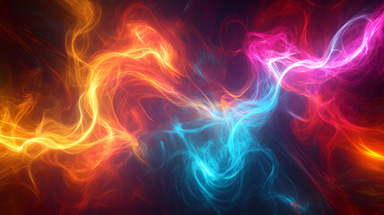 Vibrant plasma filaments intertwined: a visual symphony. Interwoven Filaments. Illustration