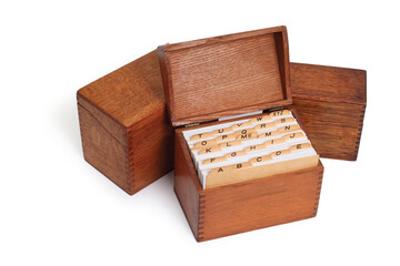 Vintage Wooden File Card Boxes.