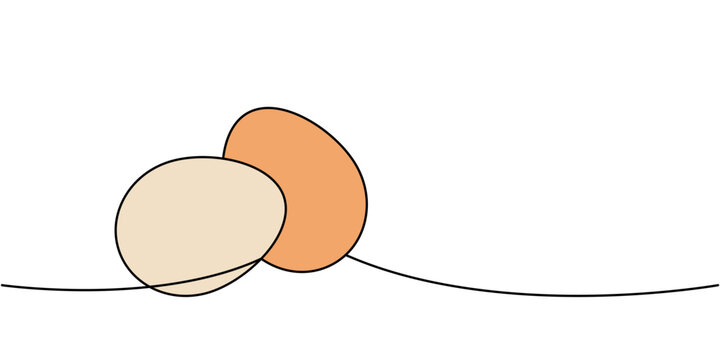 recommend clip art: Raw eggs one line colored continuous drawing. Organic farm product. Vector illustration