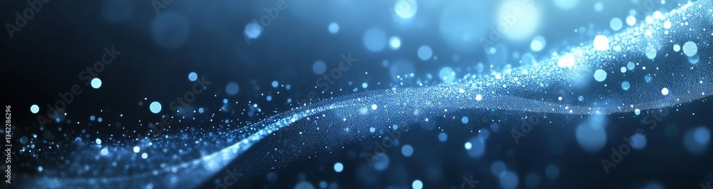 Poster Elegant Blue Light Waves Subtly Shimmering with Sparkles for Unique Visuals : Generative AI