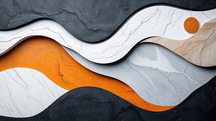 Obraz premium Abstract layered design with flowing marble and stone textures