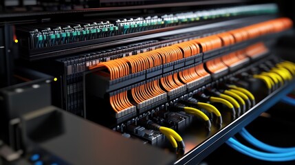 Server room cables connect, data center