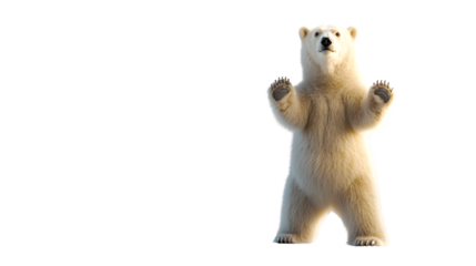 A majestic polar bear standing upright showcasing its powerful stance and natural beauty in a