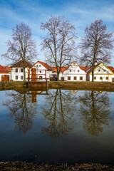 Obraz premium Holasovice, Czech republic - March 04, 2025. Traditional south bohemian village with typical architecture