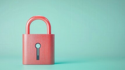 Fototapeta premium payment protection insurance and warranty, A vibrant red padlock stands against a soft mint green background, symbolizing security and protection.