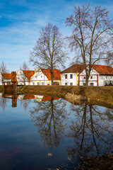 Holasovice, Czech republic - March 04, 2025. Traditional south bohemian village with typical architecture