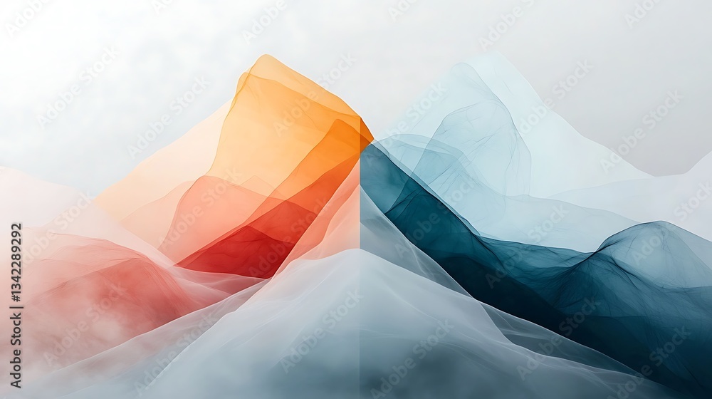 Poster abstract mountain range with translucent colors