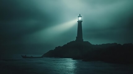 Coastal Lighthouse Night Fog Hope