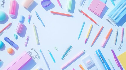 Pastel Stationery Flatlay, Sunlight, Background