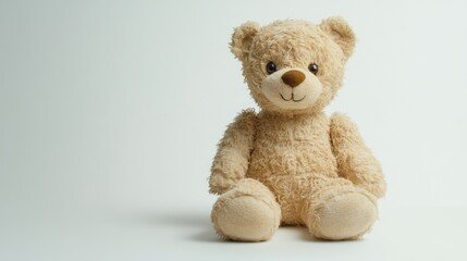 Obraz premium Studio Teddy Bear Sitting White Background