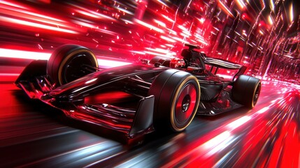 Red Hot Speed: Formula 1 Race Car in Motion