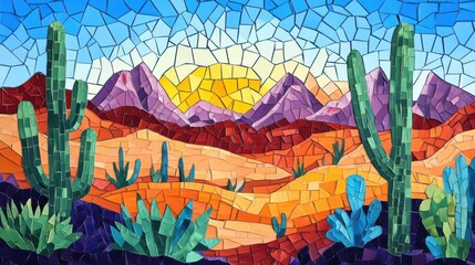 Colorful Mosaic of a Desert Landscape 01