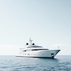 Naklejka premium white ship in the middle of sea
