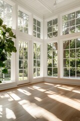 Fototapeta premium Bright and Serene Room Filled With Natural Light and Minimalist Charm Generative AI