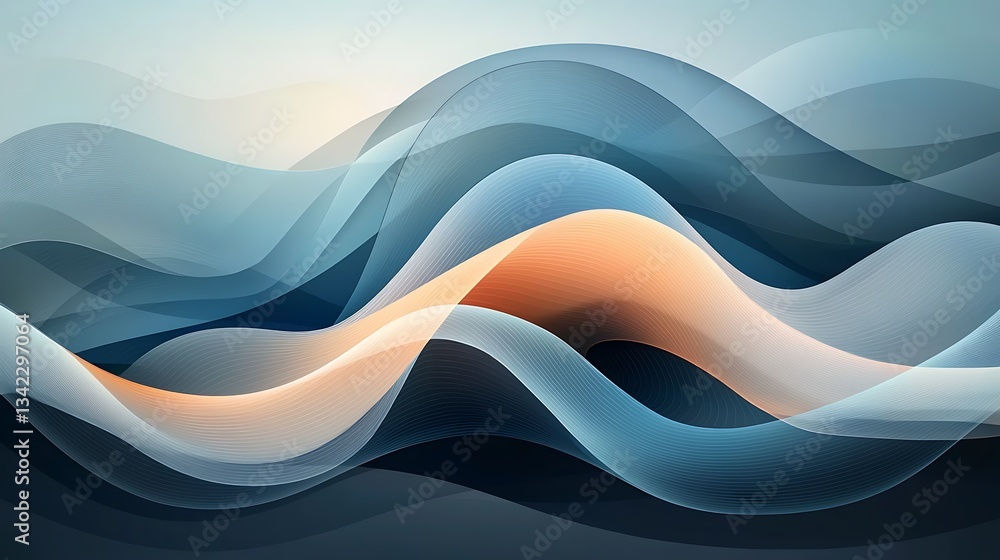 Poster Abstract wave design with layered colors