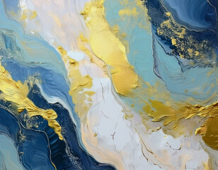 Naklejka premium Elegant Abstract Fluid Texture with Gold and Blue Marble Effect