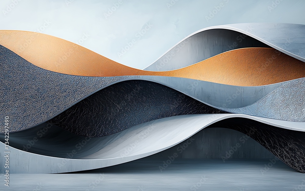 Poster abstract wavy architectural display