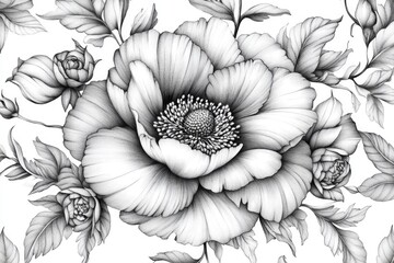 Fototapeta premium Monochrome Flower Pattern