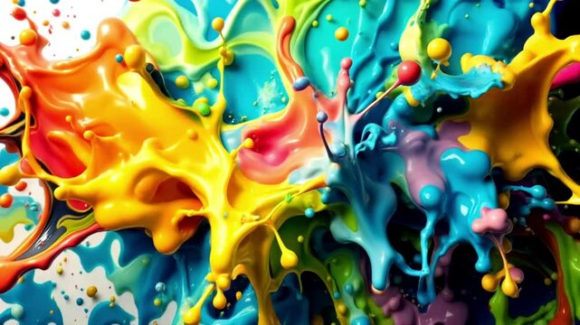 A chaotic energetic splash of liquid forming unpredictable shapes