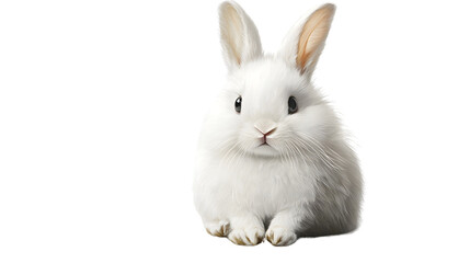 Obraz premium Adorable White Rabbit on Black Background Perfect for Nature Wildlife and Animal Themes