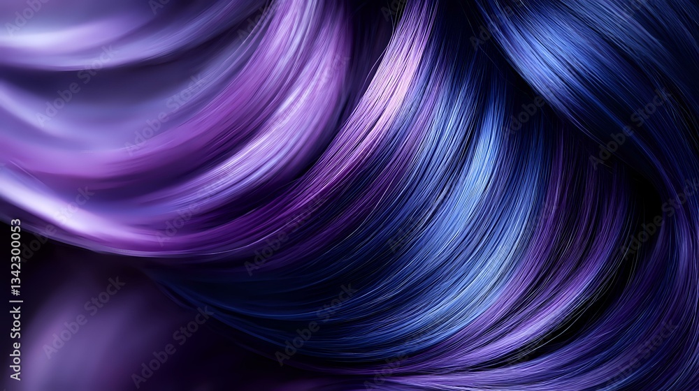 Poster abstract wavy background with flowing curves in purple and blue gradient colors creating dynamic mot