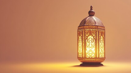 A Decorative Illuminated Lantern Glowing Against A Warm Background