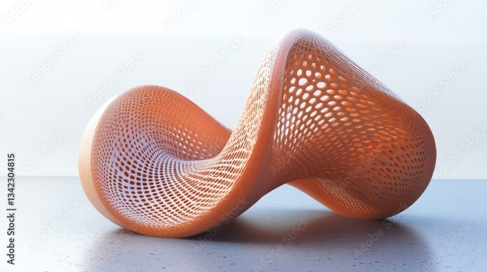 Poster modern abstract sculpture featuring complex mesh design and curvilinear shapes for artistic display 