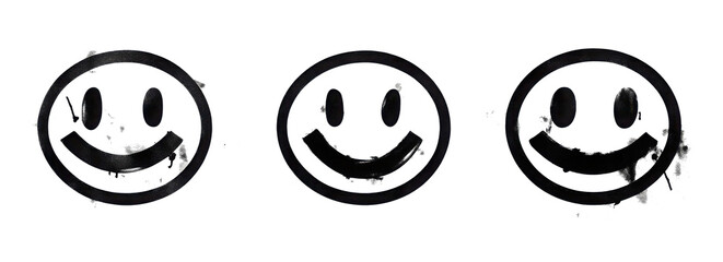 Obraz premium Graffiti-style smiley faces with spray paint effect isolated on transparent background 