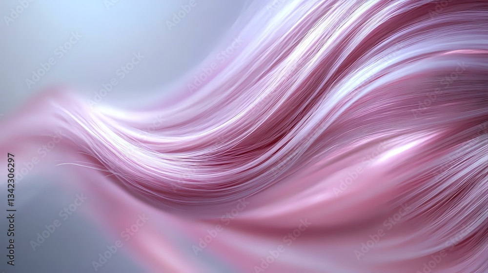 Poster flowing pink and silver waves create dynamic abstract background with smooth curved lines and soft g