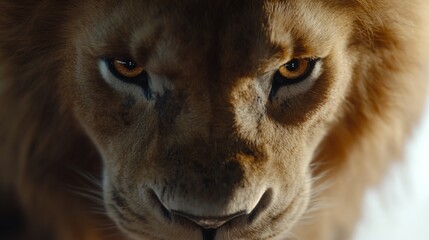 Close-up Portrait of a Majestic Lion with Intense Gaze and Impressive Fur