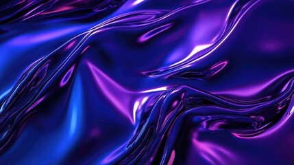 Obraz premium Abstract Purple And Blue Metallic Texture Backgrounds Design Art Illustration Wallpaper Pattern Fabric Drape Surface Smooth Color Gradient Liquid Reflection Glow Shiny Modern Elegant Luxury Neon Art